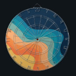 Retro style waves decoration dartboard<br><div class="desc">Retro style waves geometrical pattern illustration with yellow,  orange,  blue,  navy blue and turquoise stripes decoration</div>