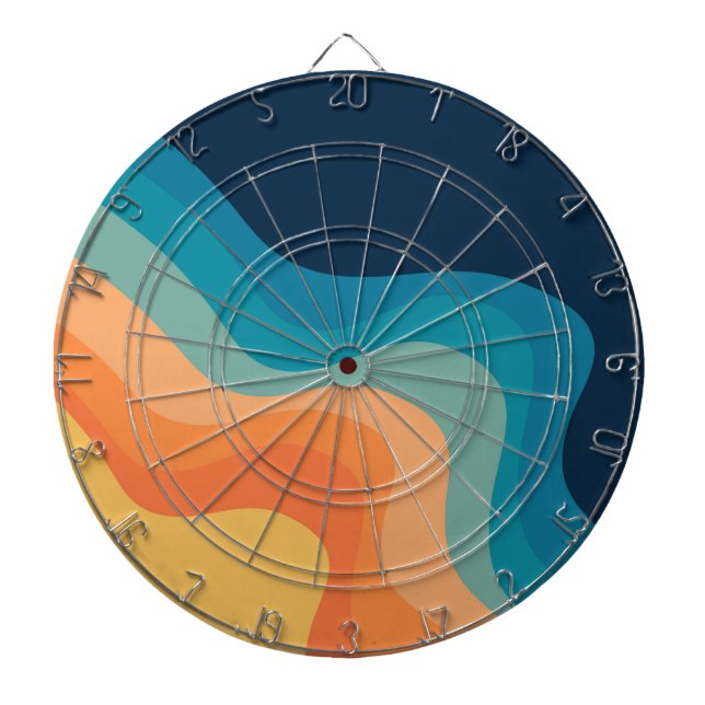 Retro style waves decoration dartboard (Front)