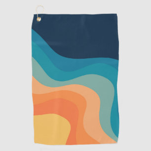 Retro style waves decoration golf towel