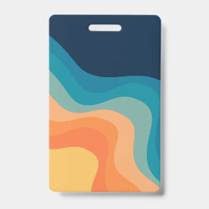 Retro style waves decoration ID badge