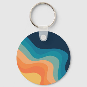 Retro style waves decoration key ring