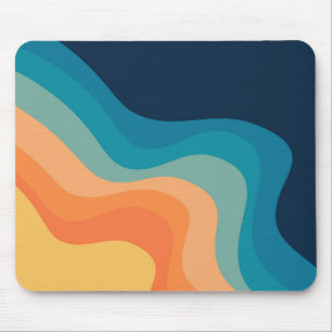 Retro style waves decoration mouse mat