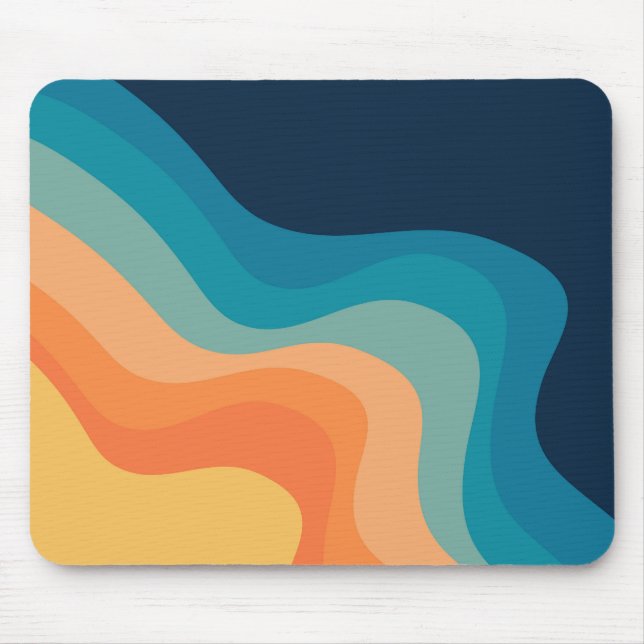 Retro style waves decoration mouse mat (Front)