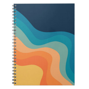 Retro style waves decoration notebook