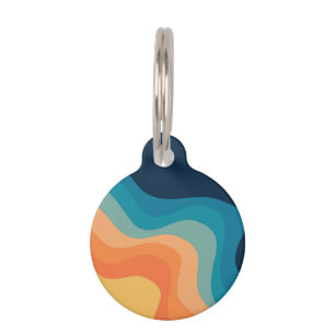 Retro style waves decoration pet tag