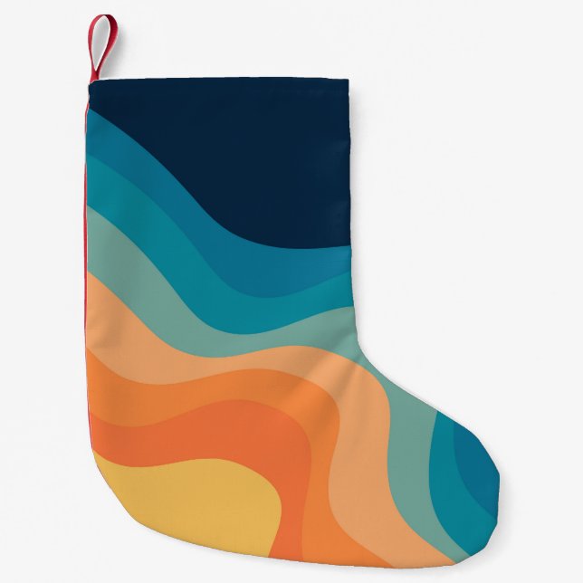 Retro style waves decoration small christmas stocking (Front)