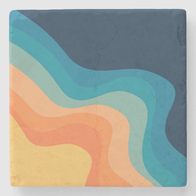 Retro style waves decoration stone coaster (Front)