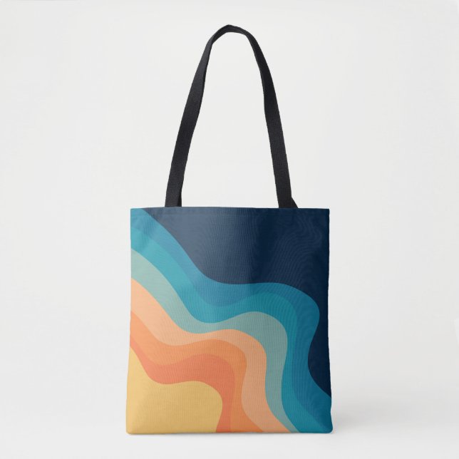 Retro style waves decoration tote bag (Front)