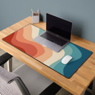 Retro style waves desk mat