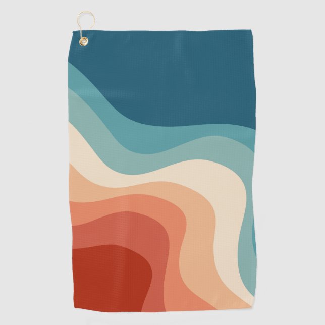 Retro style waves golf towel (Front)