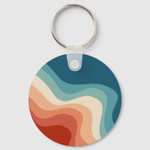 Retro style waves key ring