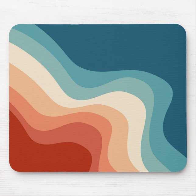 Retro style waves mouse mat (Front)