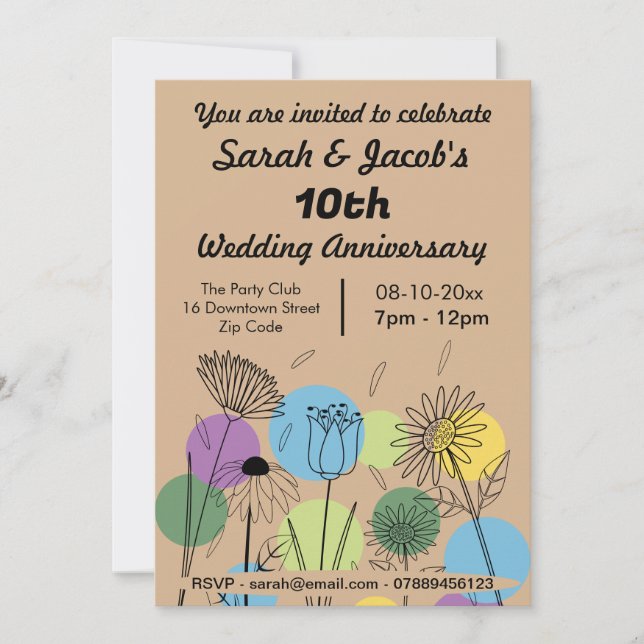 Retro Style Wedding Anniversary  Invitation (Front)