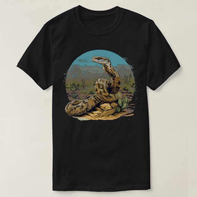 Retro Style Western Diamondback Rattlesnake  T-Shirt (Design Front)
