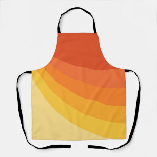 Retro style yellow and orange sun rays design apron