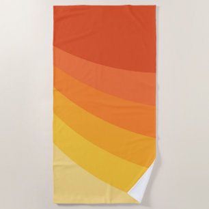 Retro style yellow and orange sun rays design beach towel