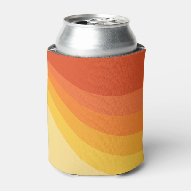 Retro style yellow and orange sun rays design can cooler (Can Front)