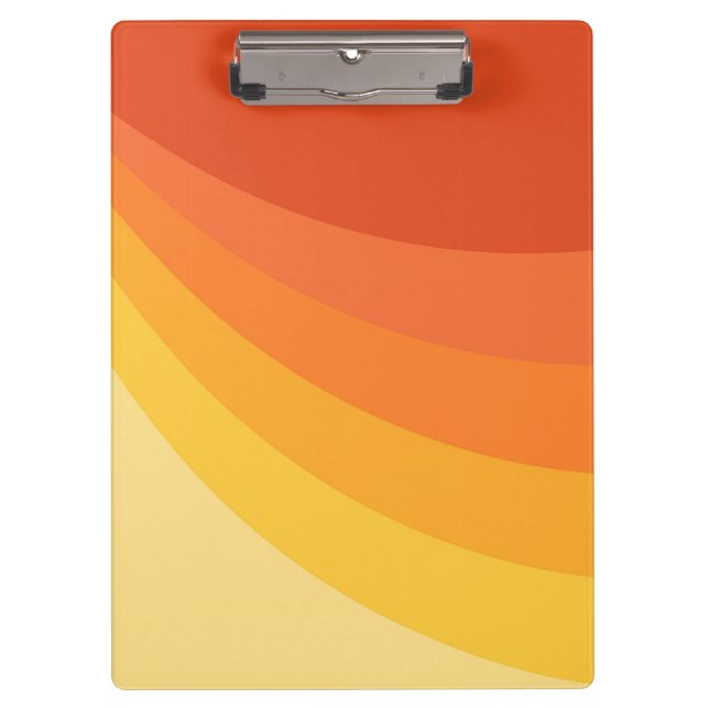 Retro style yellow and orange sun rays design clipboard (Front)