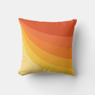 Retro style yellow and orange sun rays design cushion