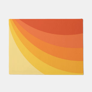Retro style yellow and orange sun rays design doormat