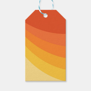 Retro style yellow and orange sun rays design gift tags