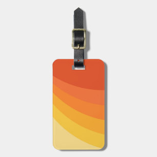 Retro style yellow and orange sun rays design luggage tag