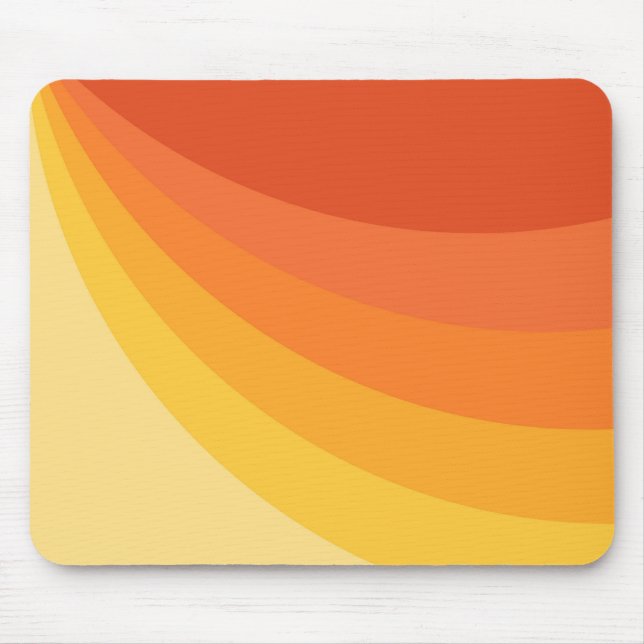 Retro style yellow and orange sun rays design mouse mat (Front)