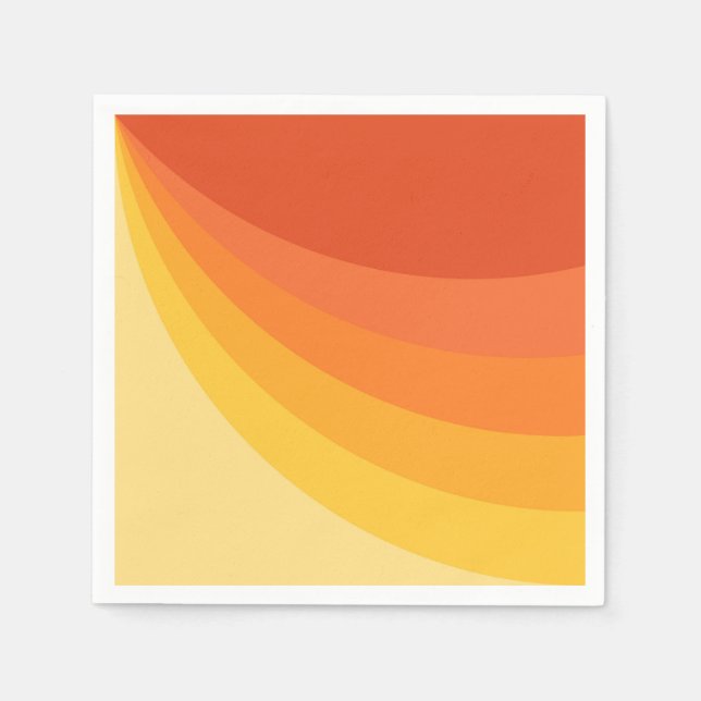 Retro style yellow and orange sun rays design napkin (Front)