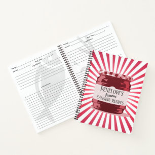 Retro Style Your Famous Canning Recipes Red Jar  Notebook