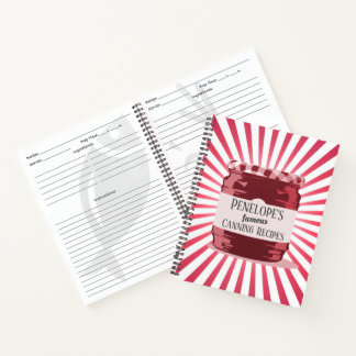Retro Style Your Famous Canning Recipes Red Jar  Notebook
