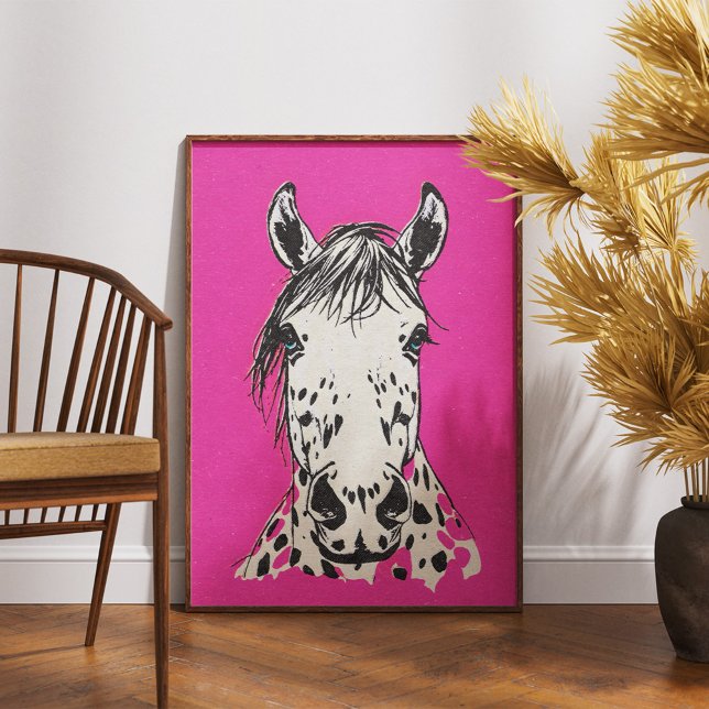 Retro Styled Leopard Appaloosa Horse Portrait Poster (Creator Uploaded)