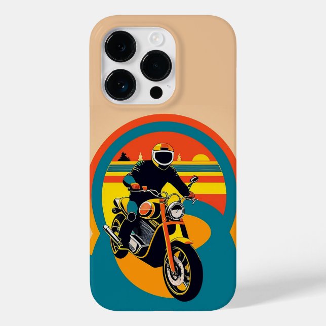Retro Styled Motorcycle Rider in Scenic Sunset Case-Mate iPhone Case (Back)