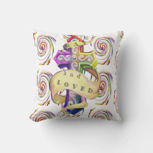 Retro styled rainbow coloured -gay love  cushion