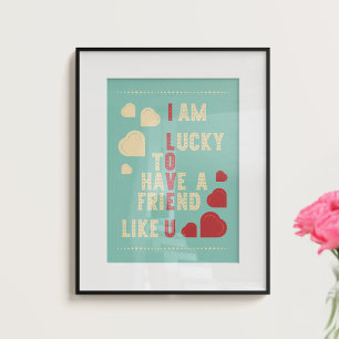 Retro styled typography with heart shapes. poster