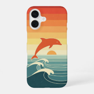 Retro Stylised Dolphin iPhone 16 Case