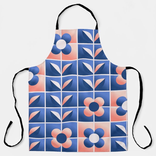 Retro stylised flowers: mosaic pattern. apron (Front)