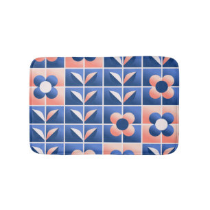 Retro stylised flowers: mosaic pattern. bath mat