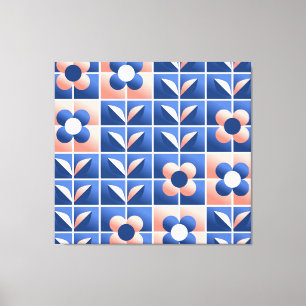 Retro stylised flowers: mosaic pattern. canvas print