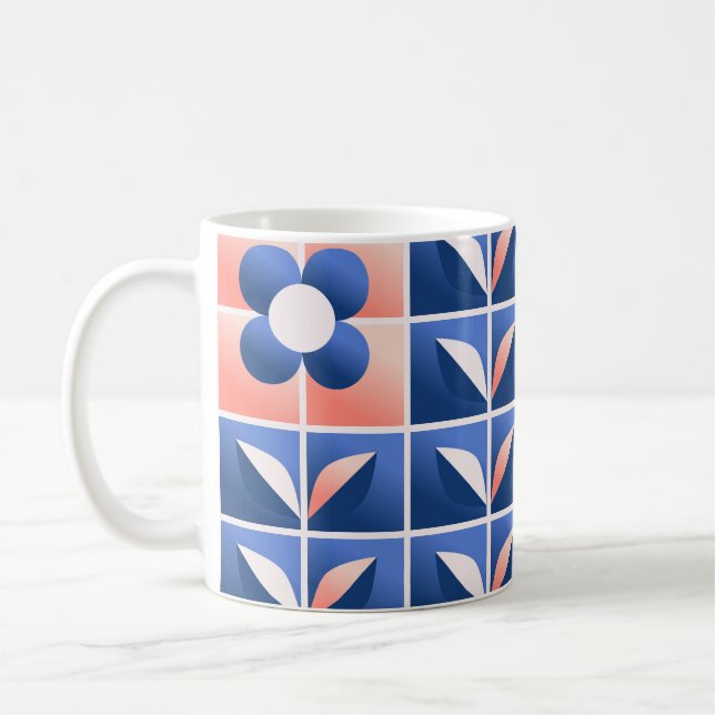 Retro stylised flowers: mosaic pattern. coffee mug (Left)