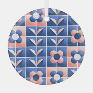 Retro stylised flowers: mosaic pattern. glass tree decoration