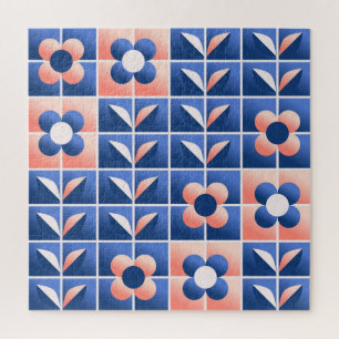 Retro stylised flowers: mosaic pattern. jigsaw puzzle
