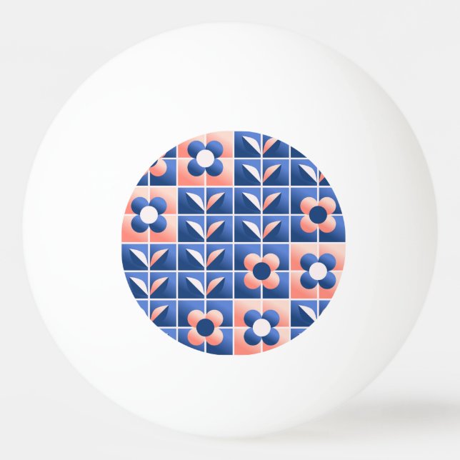 Retro stylised flowers: mosaic pattern. ping pong ball (Front)
