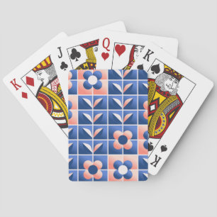 Retro stylised flowers: mosaic pattern. playing cards
