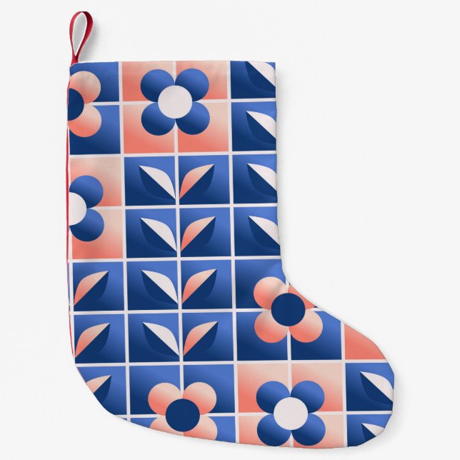 Retro stylised flowers: mosaic pattern. small christmas stocking (Front)