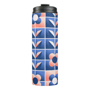 Retro stylised flowers: mosaic pattern. thermal tumbler
