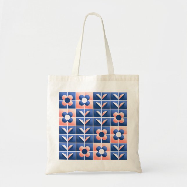 Retro stylised flowers: mosaic pattern. tote bag (Front)