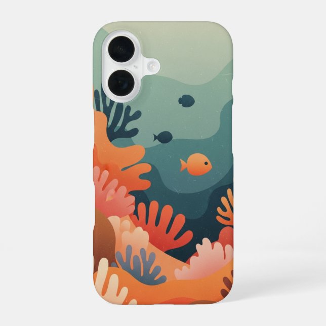 Retro Stylised Reef iPhone 16 Case (Back)