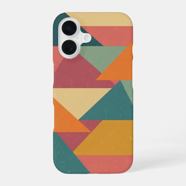 Retro Stylised Triangles and Blocks iPhone 16 Case (Back)