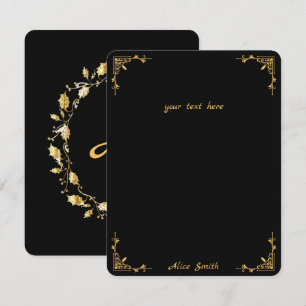 Retro Stylish Black Flat Note Card