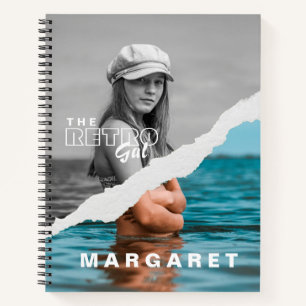 Retro Stylish Black & White Portrait Photo Display Notebook